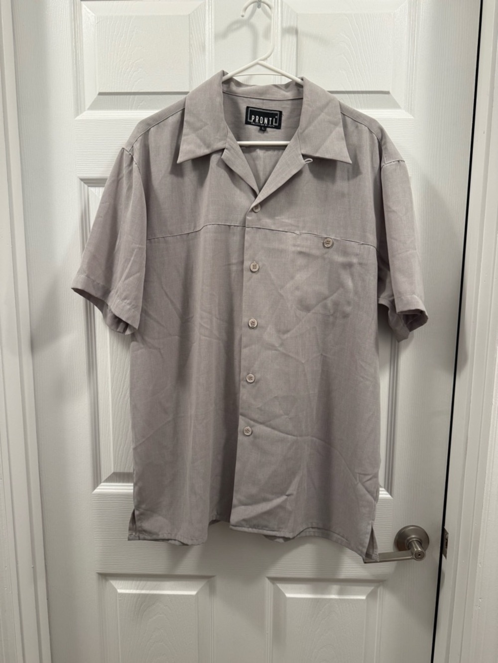 Pronti by Phita Men’s Light Gray Short Sleeve Button-Up Shirt size large